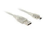 DELOCK USB 2.0 Kabel | Typ-A Stecker auf Mini-B Stecker | 0.5 m | Transparent | Hochwertige Verbindung