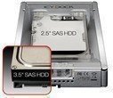  6.35c 2.5 Zoll SAS Konverter macht aus 2.5 Zoll 6.35cm SATA SDD od HDD 3.5 Zoll 8.89cm SATA oder SAS HDD voll Metal