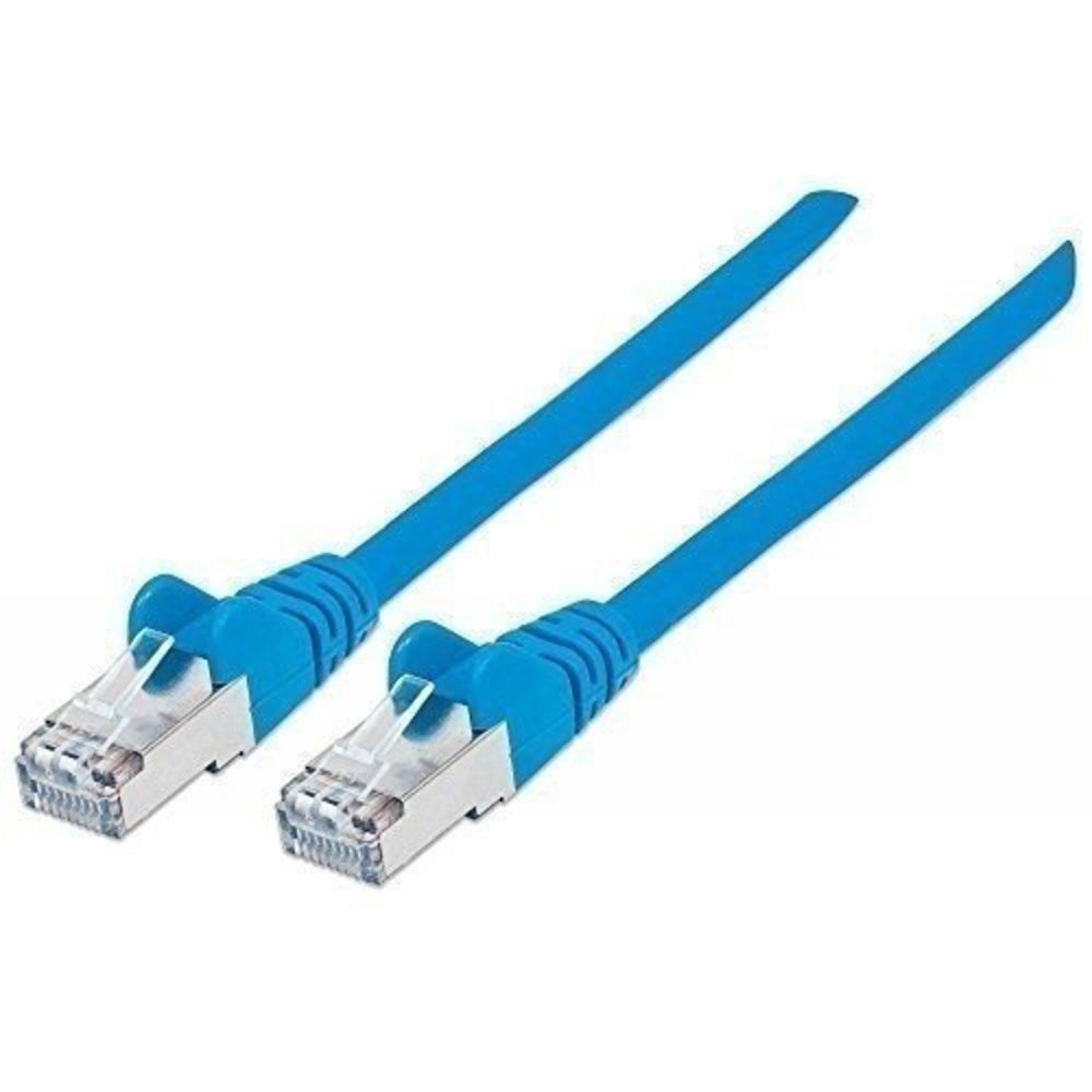 INTELLINET Netzwerkkabel Cat6A S/FTP CU LS0H 0.50m Blau RJ-45 Stecker / RJ-45 Stecker Vergoldete Kontakte