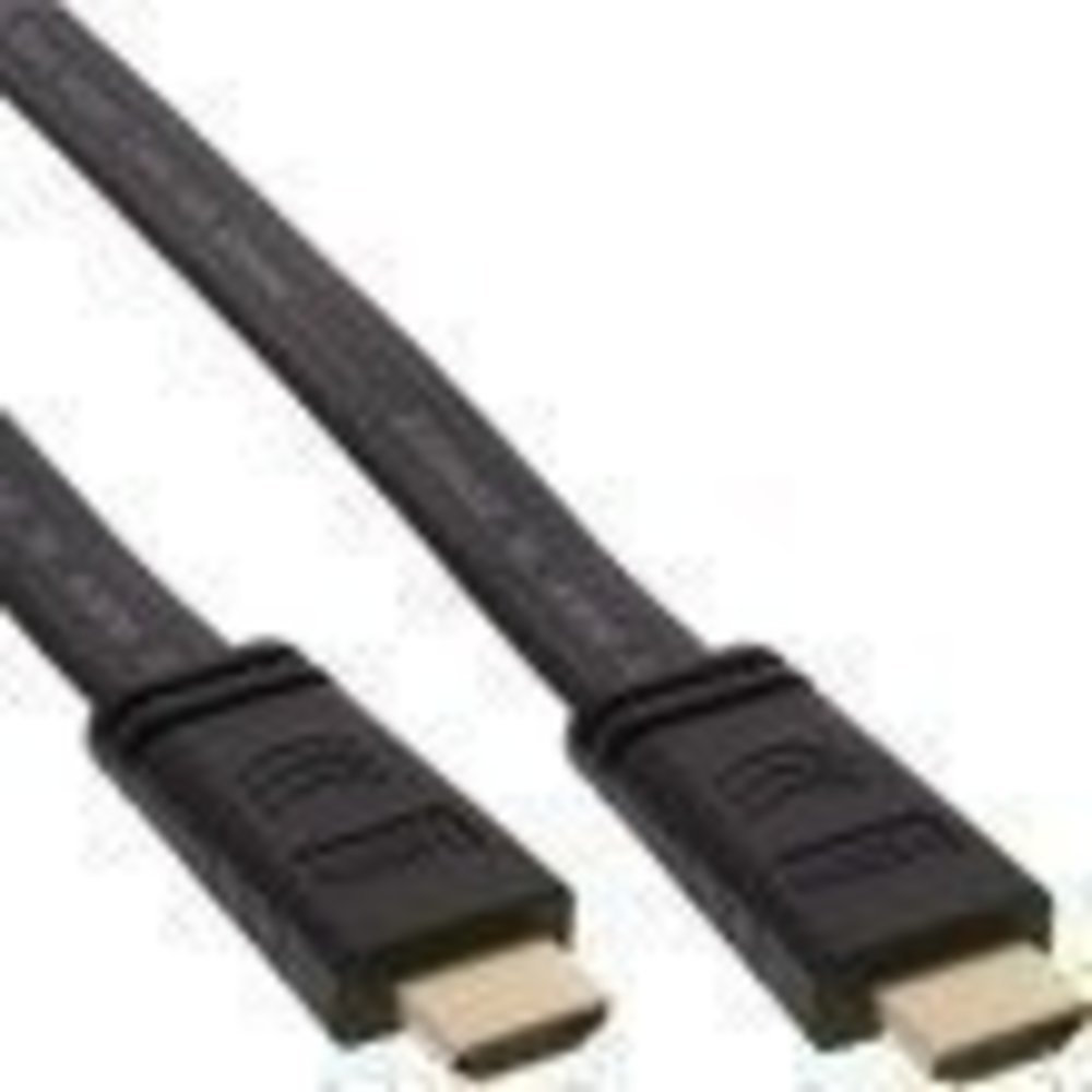 InLine® HDMI Flachkabel 3m schwarz – HDMI-High Speed mit Ethernet und vergoldeten Kontakten