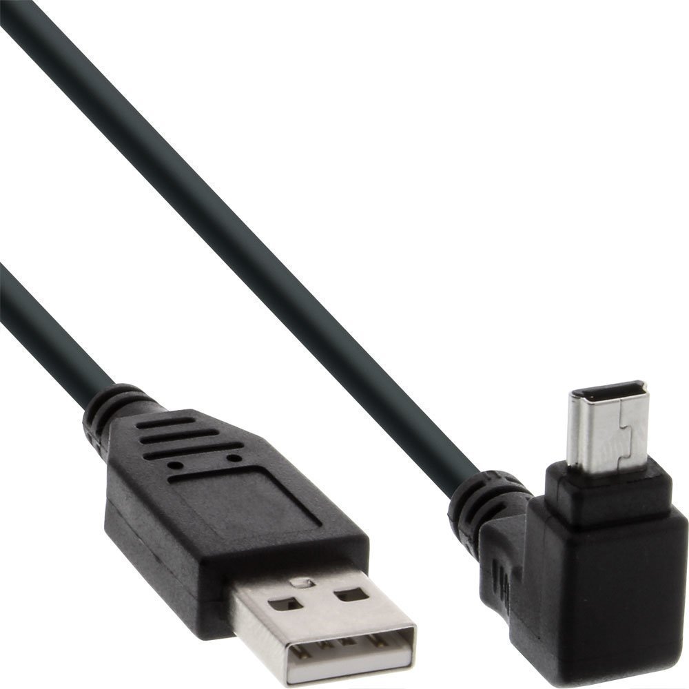 Mini-USB 2.0 Kabel, 5m, 90° abgewinkelter Stecker A auf Mini-B Stecker, schwarz, InLine®