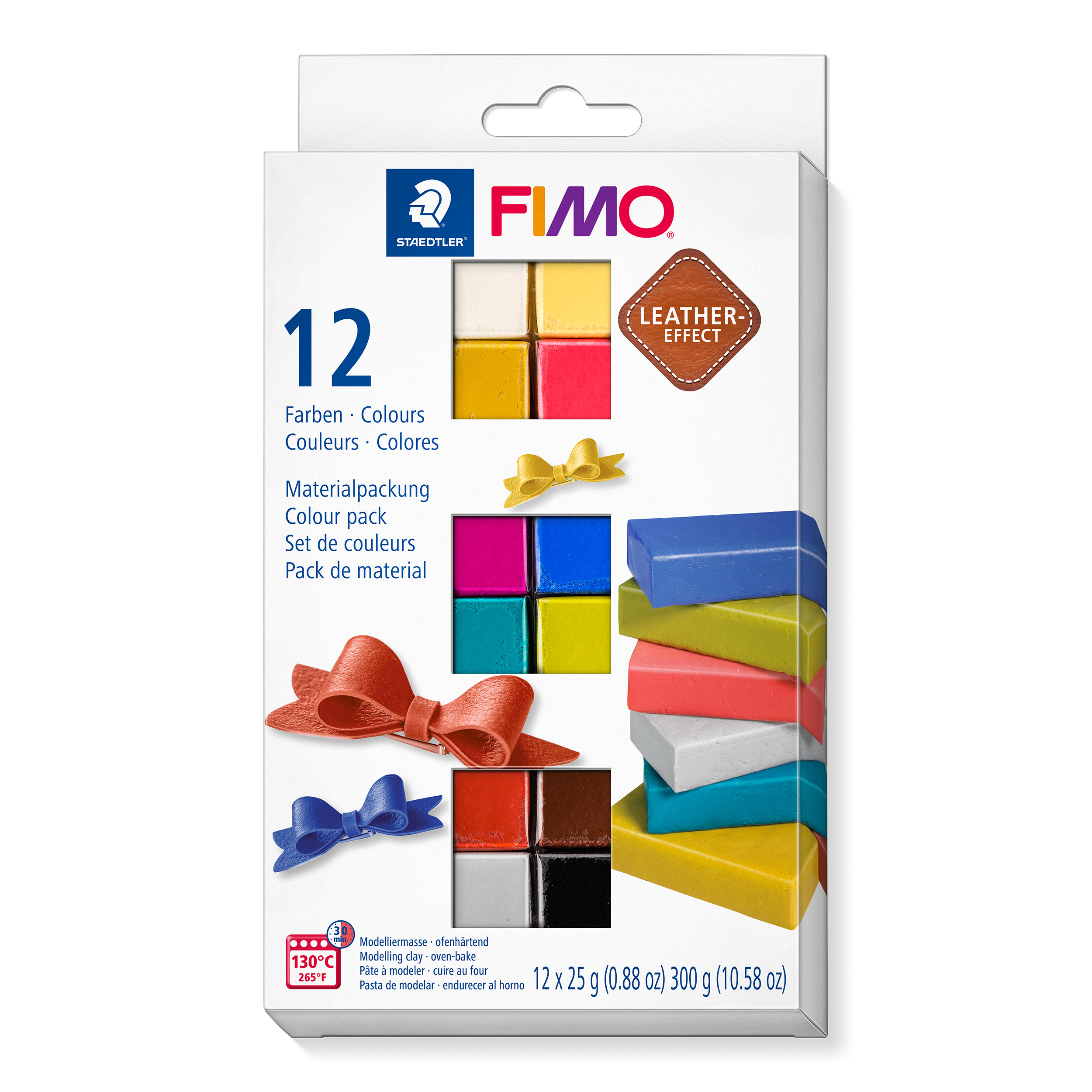 STAEDTLER FIMO 8013 C - Kreative Knetmasse für Erwachsene - 12 Stück in gemischten Farben - Backfähig bis 130 °C - 30 Minuten Aushärtezeit