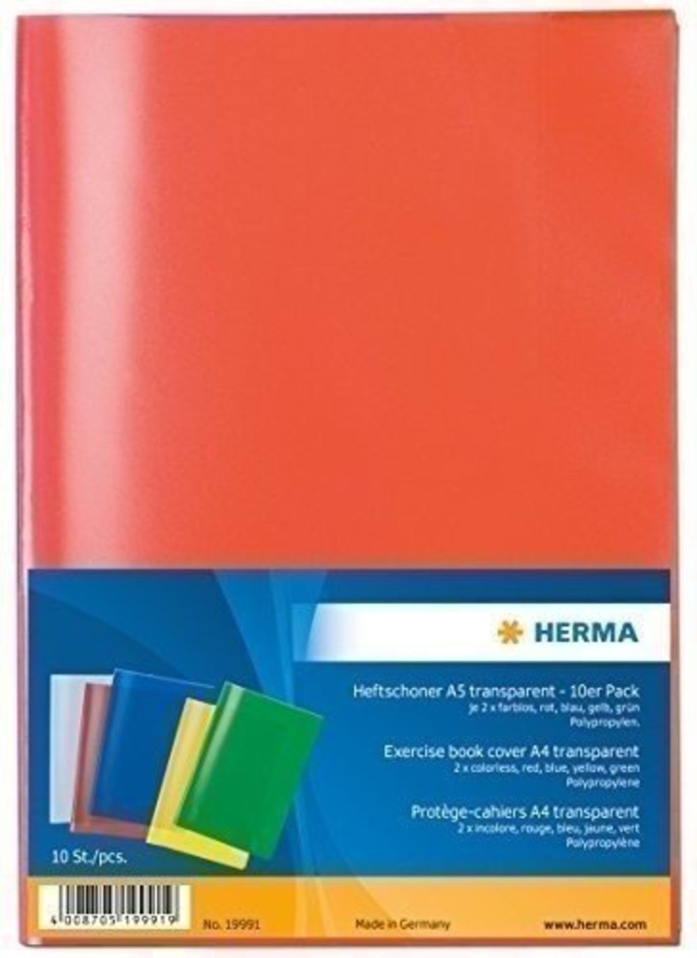 HERMA Heftschoner Sortiment A5 transparent (5 Farben) 10St.