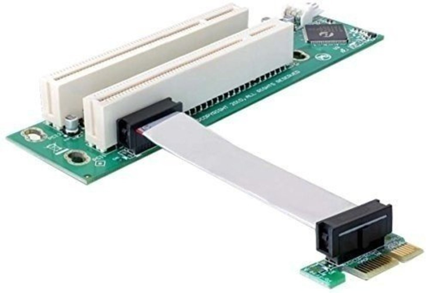 Delock PCIe Riser Karte mit 2 x PCI 32bit/5V Links und 9cm Kabel - Hochwertige PCIe Riser Karte für erweiterte Anschlussmöglichkeiten