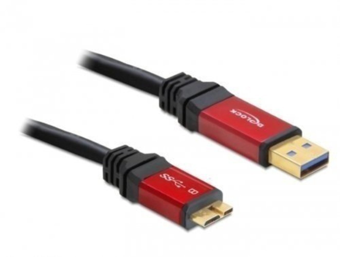 DELOCK Kabel USB 3.0 rot A > micro-B 3.0m – Hochwertiges und langlebiges USB-Kabel mit 3.0m Länge