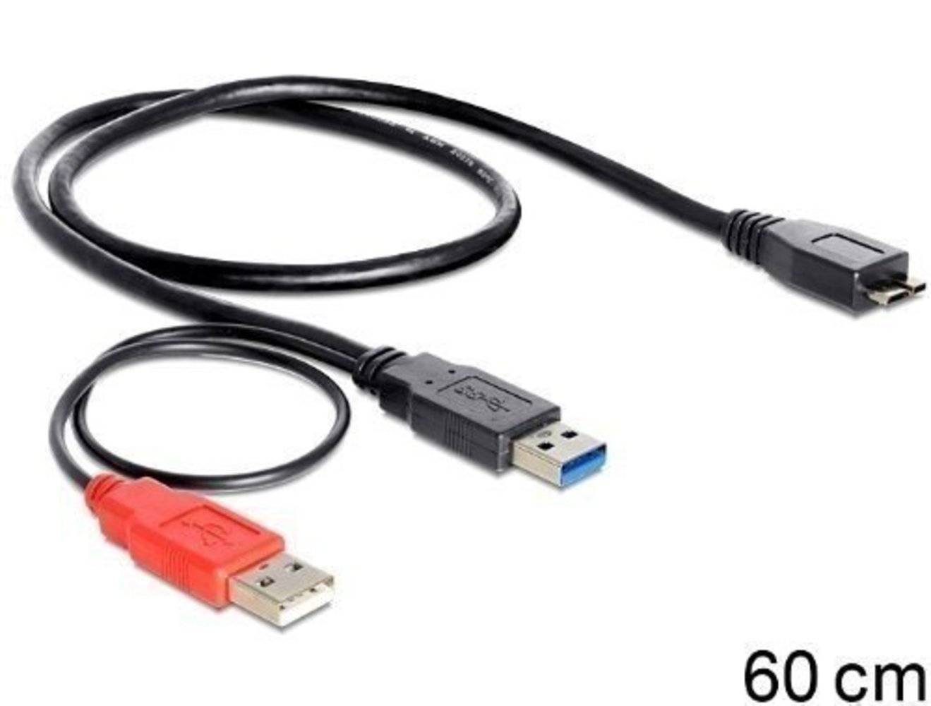 DELOCK Kabel USB 3.0 Y 1x USB 3.0 micro-B St+ USB 2.0-A St 20cm