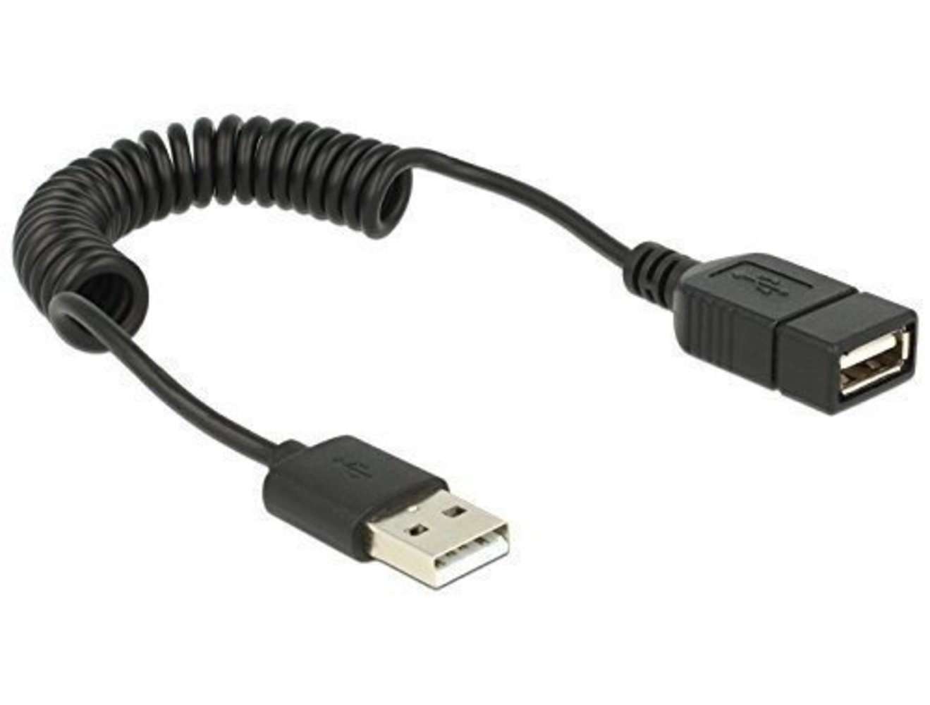 Delock Kabel USB 2.0 A Stecker auf USB 2.0 A Buchse Verlängerung - Spiralkabel mit hoher Qualität und Langlebigkeit