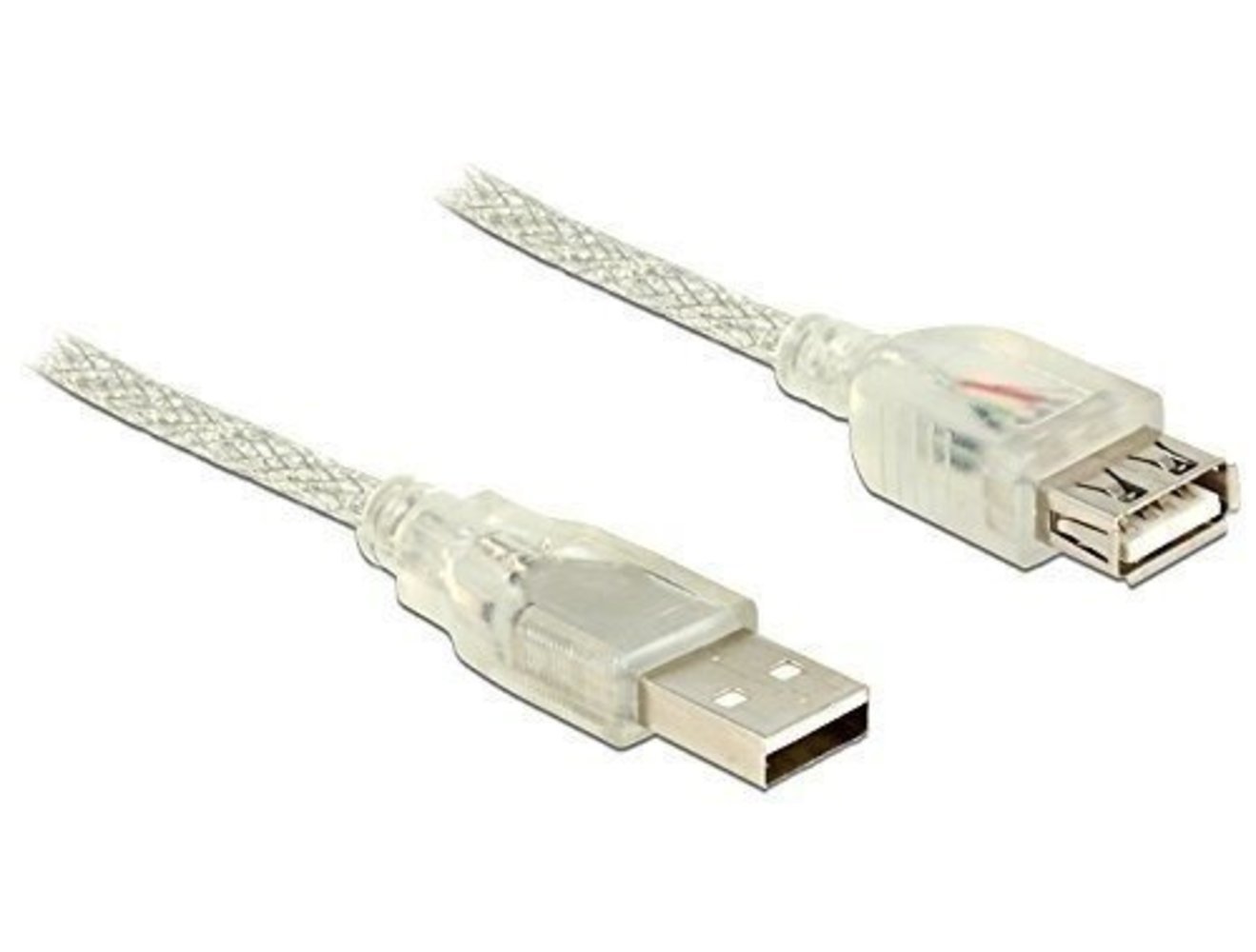 DELOCK Verlängerungskabel USB 2.0 Typ-A Stecker > USB 2.0 Typ-A Buchse 0.5 m transparent - hochwertiges und langlebiges USB Verlängerungskabel