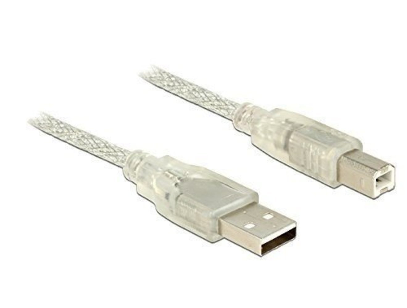 DELOCK Kabel USB 2.0 Typ-A Stecker > USB 2.0 Typ-B Stecker 5m transparent - Hochwertiges USB-Verbindungskabel für schnellen Datentransfer