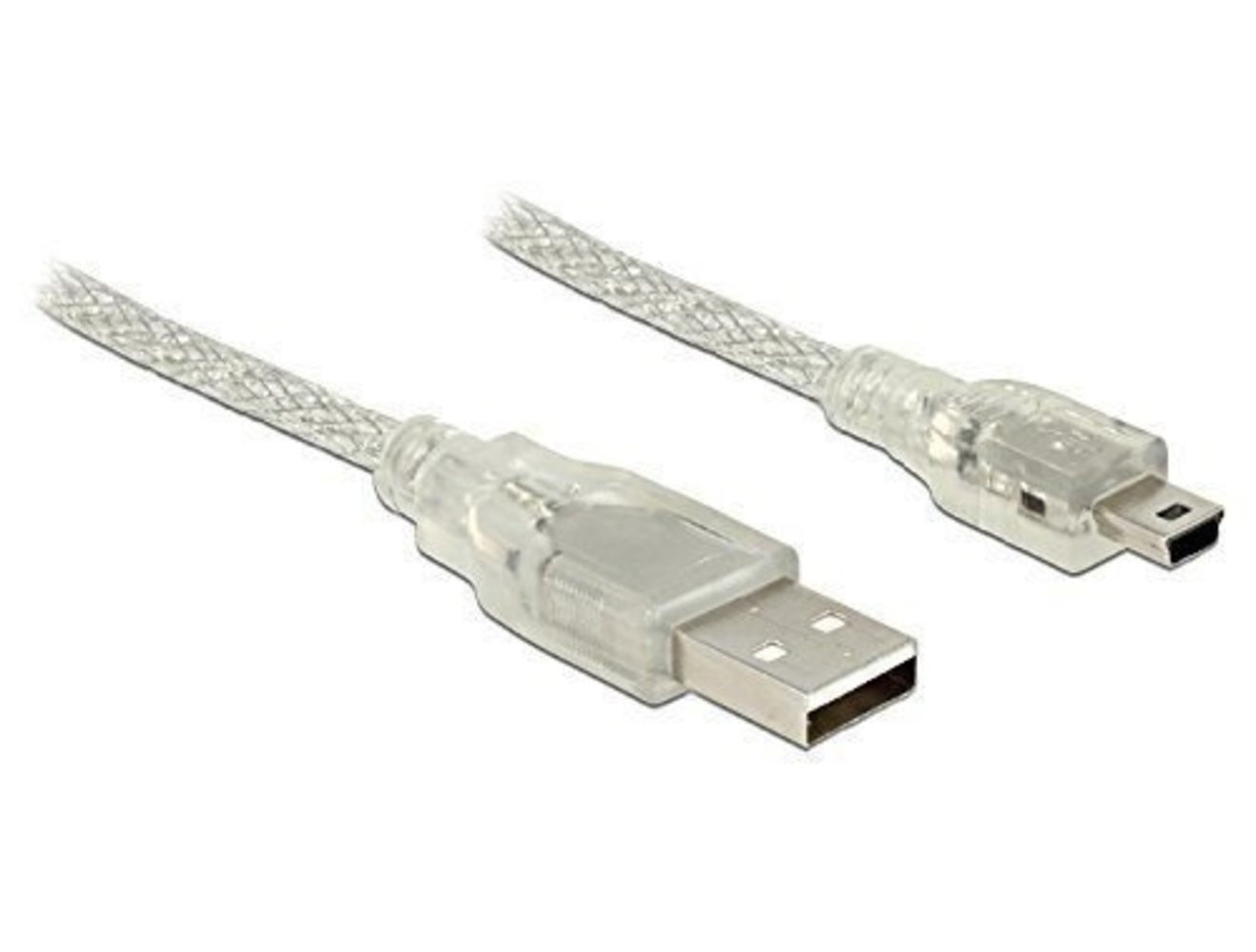 DELOCK USB 2.0 Kabel | Typ-A Stecker auf Mini-B Stecker | 0.5 m | Transparent | Hochwertige Verbindung
