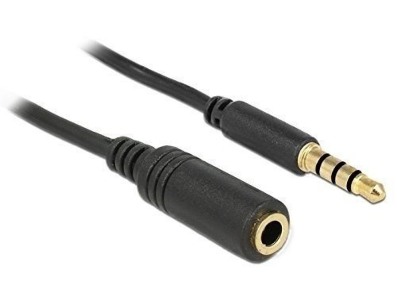 DELOCK Kabel Klinke Verlängerung 3.5mm Stecker > Buchse 4 Pin IPhone 1.0m - Schwarz | Hochwertiges Audio-Verlängerungskabel