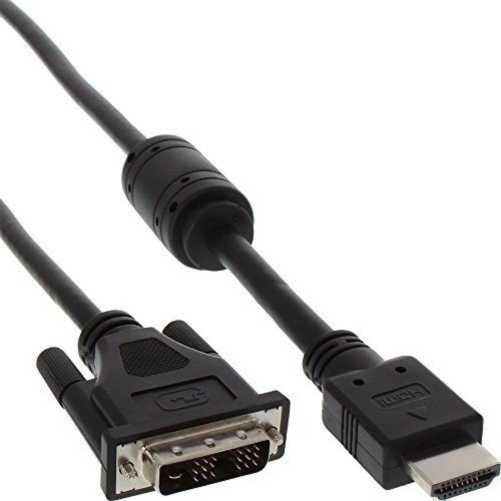 InLine® HDMI-DVI Adapterkabel 19pol Stecker auf 18+1 Stecker mit Ferrit 5m - Hochwertiges Adapterkabel für optimale HDMI-DVI Verbindung