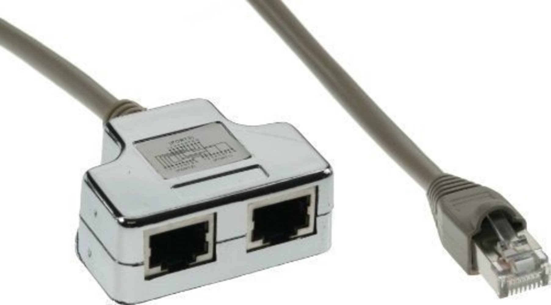 InLine® Cat5e / ISDN T-Adapter (Port-Doppler): RJ45 Stecker an 2x RJ45 Buchse, 0.15m - Hohe Qualität & flexibler Anschluss