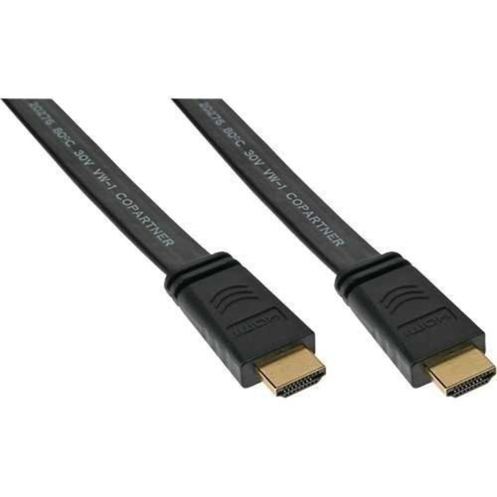 HDMI Flachkabel mit Ethernet 2m - InLine® HDMI-High Speed für maximale Bildqualität und Konnektivität - schwarz