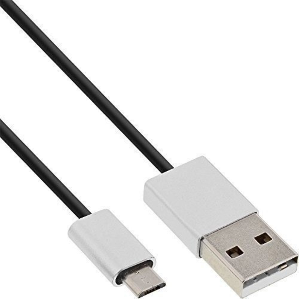 InLine® Micro-USB 2.0 Kabel USB-A Stecker an Micro-B Stecker schwarz/Alu flexibel 3m