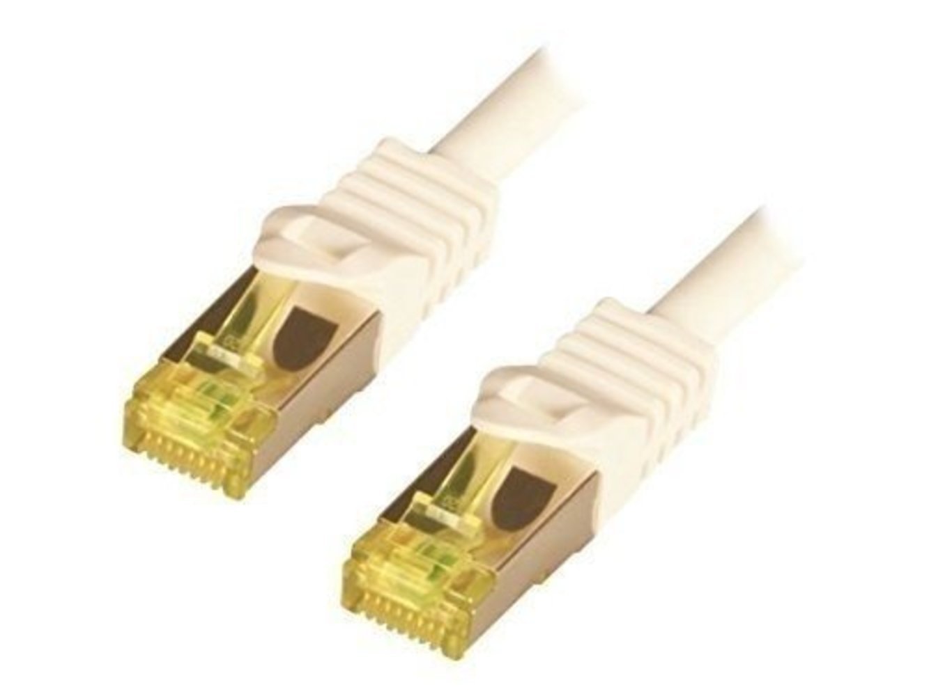 Hochwertiges Mcab Ethernet-Kabel CAT7 S-FTP geschützt mit PIMF in weißer LSZH-Mantel, Länge 30.0 Meter.