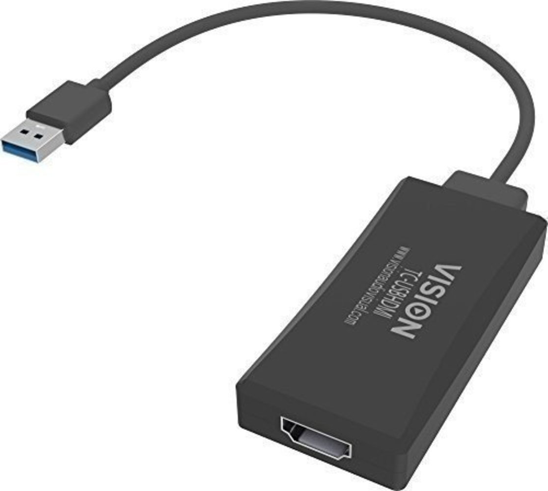 VISION USB-A-zu-HDMI-Adapter Zum Anschlieen an den USB 3.0-Anschluss Ihres Laptops mit HDMI-Buchse zum Anschlieen an einen Bildschirm oder Projektor Erweitern oder klonen Sie Ihren Desktop auf normale Weise Maximale Auflsung bis zu 1920 x 1080