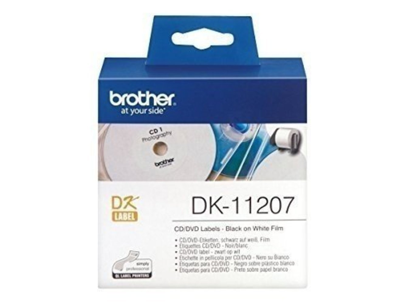 BROTHER CD/DVD Etiketten DK-11207 (100 St.) weiß 58mm - Präzise Beschriftung für Ihre Medien