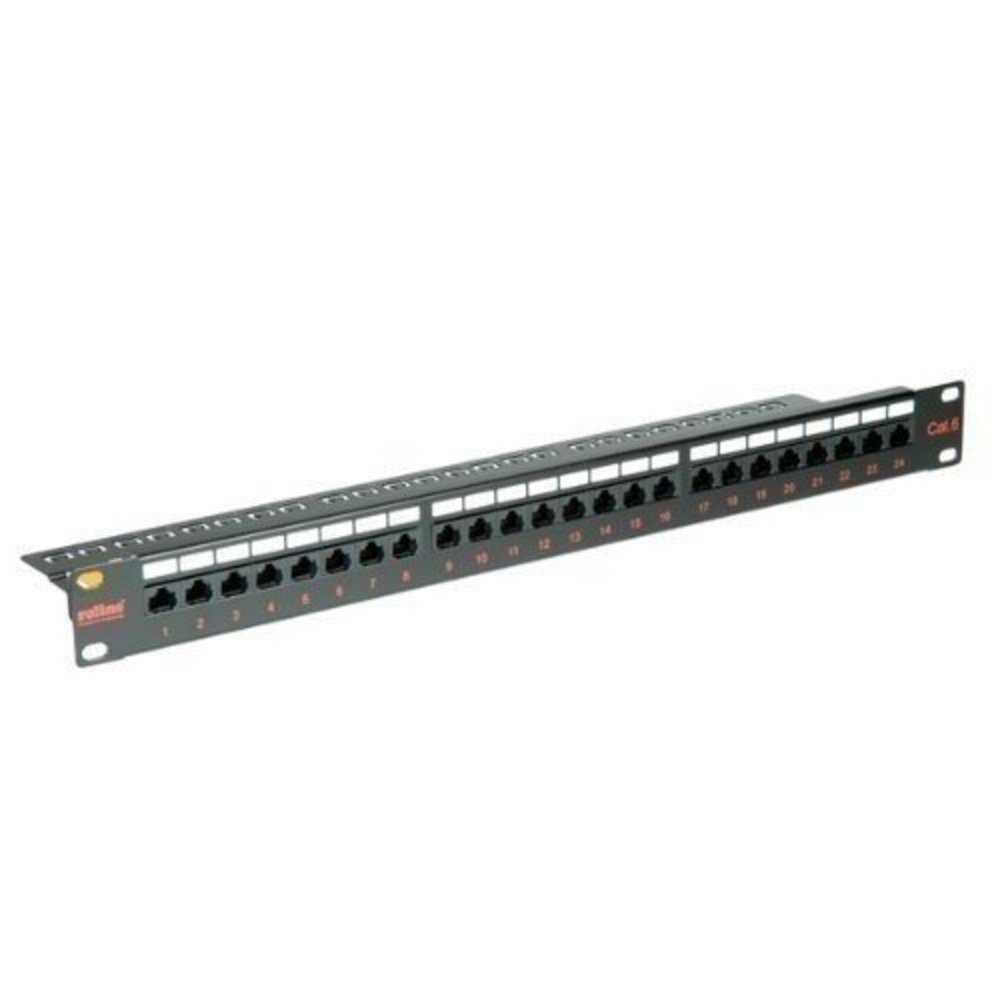 ROLINE Kat 6 / Class E 19 Zoll-Patchpanel 24P ungeschirmt schwarz - Hochwertiges Netzwerk-Verbindungspanel für schnelle und sichere Datenübertragung