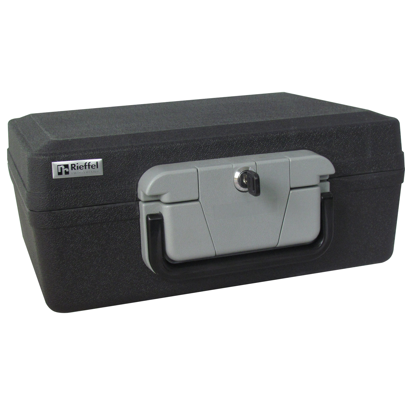 Sicherheitskoffer Rieffel SECURITYCASE 6 - Tragbarer Safe für Dokumente - Elektronisch und mit Schlüssel - Schwarz/Grau - 6,4 l Fassungsvermögen - Aus Kunststoff