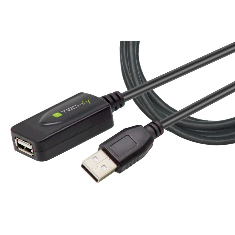 TECHLY USB-A High speed Verlängerung aktiv schwarz 5m