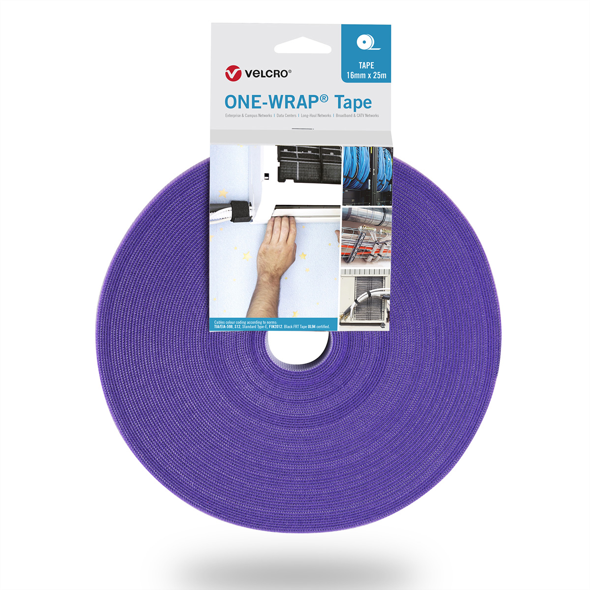 VELCRO One Wrap Band - Das violette Allzweckklettband, 25m Länge und 10mm Breite (Artikelnummer VEL-OW64107)