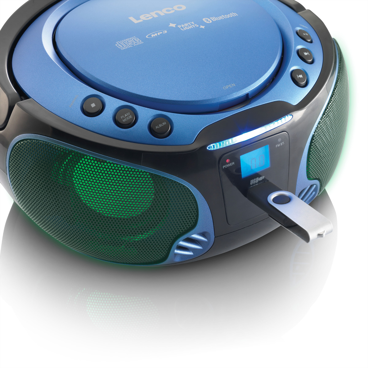 Lenco SCD-550 CD-Player.blau.Lichteff Netz-und Batteriebetrieb.AUX.MP3.Antenne