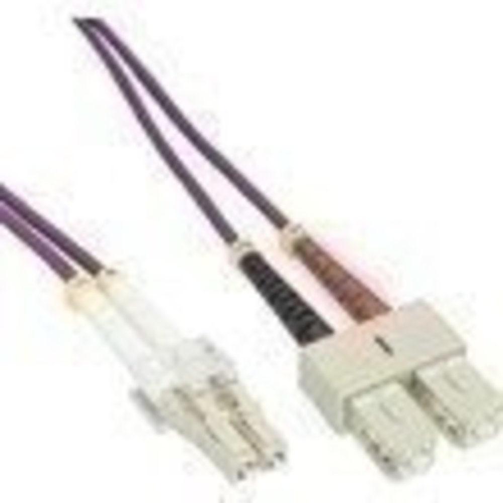 InLine® LWL Duplex Kabel LC/SC 50/125µm OM4 3m - Hochwertiges OM4 LWL Duplex Kabel mit 3m Länge und LC/SC Anschlüssen