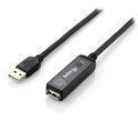 EQUIP USB2.0 Aktive Verlängerung 15m schwarz mit Signalverstärker USB-A S/B - Zuverlässige USB2.0 Verlängerung für das Übertragen von Daten über 15 Meter
