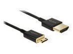 DeLOCK Slim Premium - Video-/Audio-/Netzwerkkabel - HDMI - 36 AWG - HDMI 19-polig (M) - bis - Mini-HDMI 19-polig (M) - 2 m - Dreifachisolierung - Schwarz