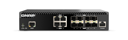 QNAP QSW-M3212R-8S4T Managed Switch 12 port of 10GbE port speed 8 port SFP+ 4 port 10gbE RJ45 half-rackmount design